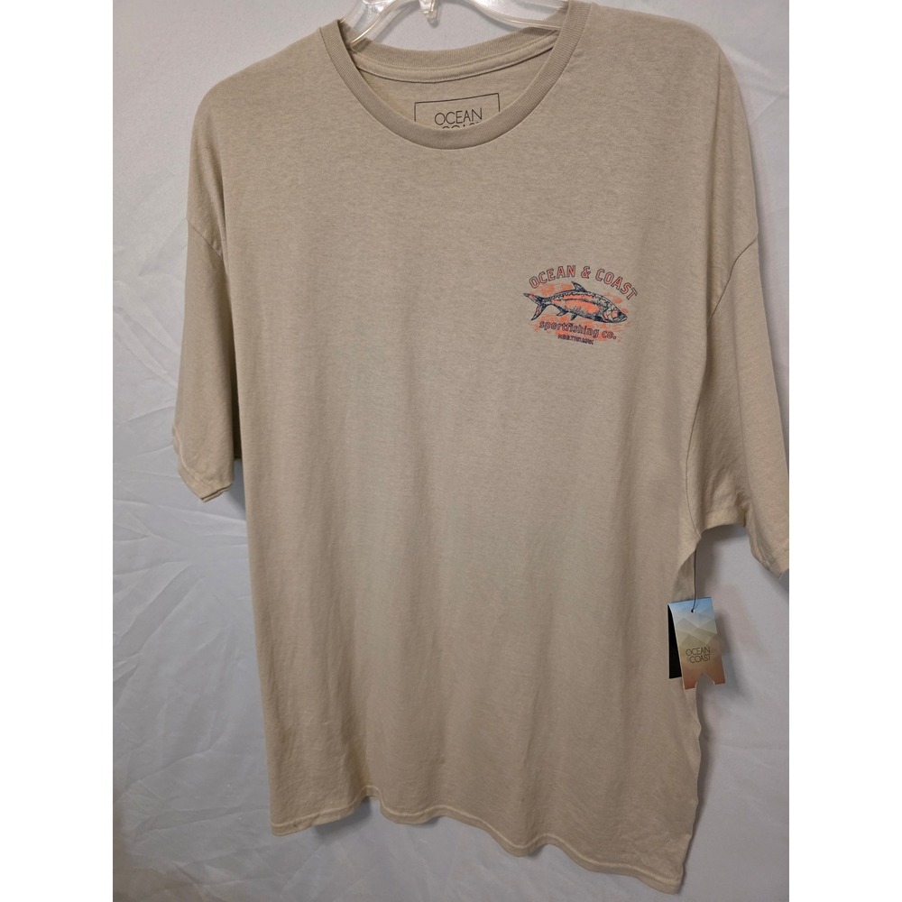 New Ocean & Coast Mens XL Sportfishing Graphic T-Shirt Putty Beige Cotton